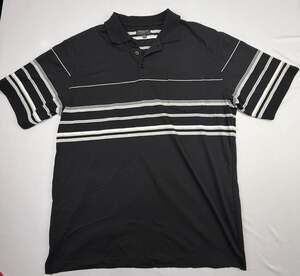 Hawk's Bay Mens XXL Black Horizontal Striped Short Sleeve Polo Shirt with Pocket